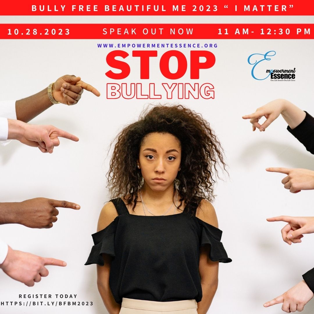Empowerment Essence presents...
Bully Free Beautiful Me 2023 "I Matter," an exciting event aimed at promoting the importance of mental health awareness for young women in our community. Our focus end bullying by reminding them of their worth and value.
bit.ly/BFBM2023