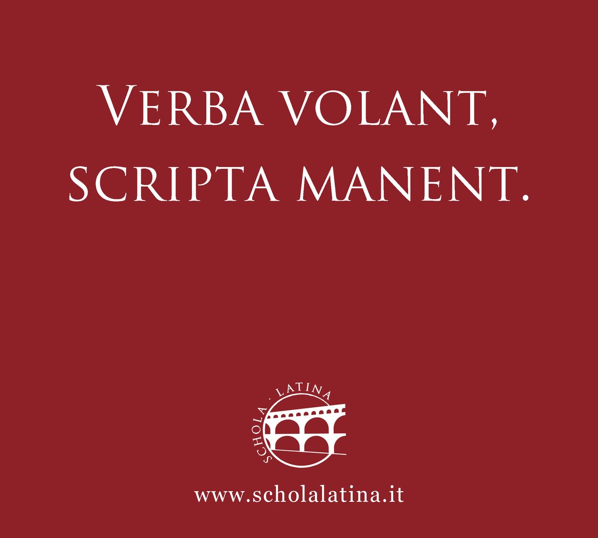 Scholalatina's tweet image. [LA] Hoc adagio quanti momenti sint #scripta ad nostra iura tuenda monemur.
Quorundam autem opinione antiquitus contrarium sibi voluit: tunc enim plerique illitterati erant, et illud ‘#verba volant’ – verba videlicet voce dicta – scriptis ea praestare fortasse significavit,