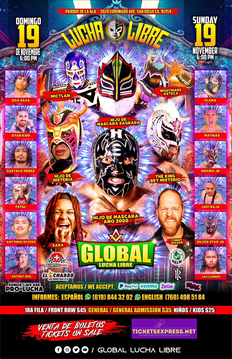 GlobalLucha's tweet image. Global lucha libre is back November 19th