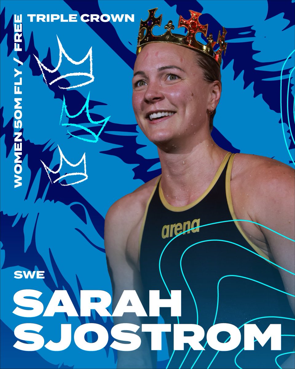 WorldAquatics's tweet photo. 🇸🇪 Sarah Sjostrom &amp; 🇿🇦 Matt Sates claim double 👑👑 at the Swimming World Cup 2023!

Sarah 👉 won 6 out 6 events in 50 Fly and 50 Free
Matt 👉 6/6 on 200 Medley and 200 Fly

#Swimming #SWC23 #UnitedByRacing https://t.co/gH1CQ4yggK
