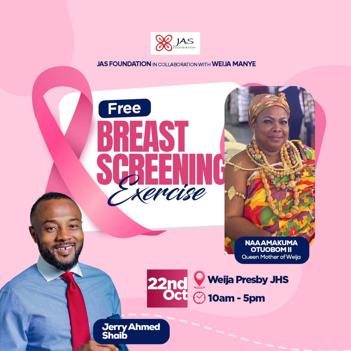 Iam_Frimpong's tweet photo. Join us in the fight against breast cancer! 

#Jasfoundation #PinkOctober #JasCares #Breastcancerawareness https://t.co/sRcaLTd9QD