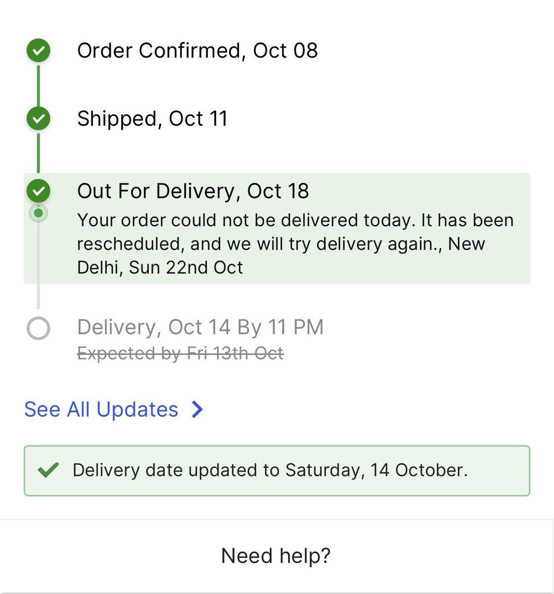 learnersonu's tweet photo. @flipkartsupport As Usual since 13th October, Daily a new date is being Provided so Today Comes the New One which is 23rd October .  I think You will keep stretching the dates and will make me tensed Helpless or gonna leave me with Only OPTION or CHOICE of #CANECELING the Order. #FlipkartFail https://t.co/Bd29I5z9OE