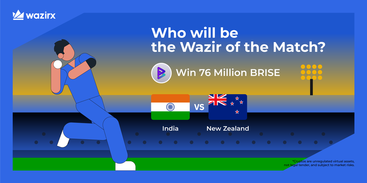 Round 4 of #CricketWorldCup2023 Giveaway is here 🏏

» Repost this tweet
» Follow <a href="/WazirXIndia/">WazirX: India Ka Bitcoin Exchange</a> &amp; <a href="/bitgertbrise/">Bitgert - $BRISE</a>
» Reply who will be 'Man of the Match' using #WazirOfTheMatch

25 lucky winners will win 76 Million $BRISE each 💰

#INDvsNZ
