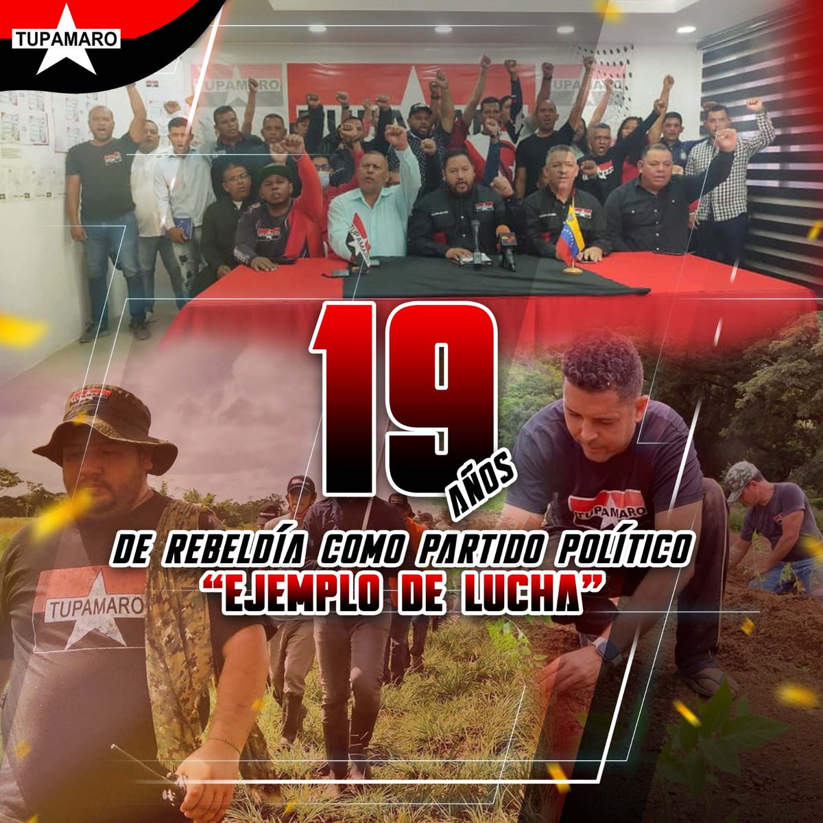 Tal cual José Martí: "Razón y corazón nos llevan juntos” en esta lucha por la Paz, Libertad y Soberanía.
Hoy con alegría decimos #Tupamaro19AñosDeRebeldía como Partido Político y a nuestro ideario antiimperialista e independentista se suma #TupamaroApoyandoANicolás
<a href="/NicolasMaduro/">Nicolás Maduro</a>