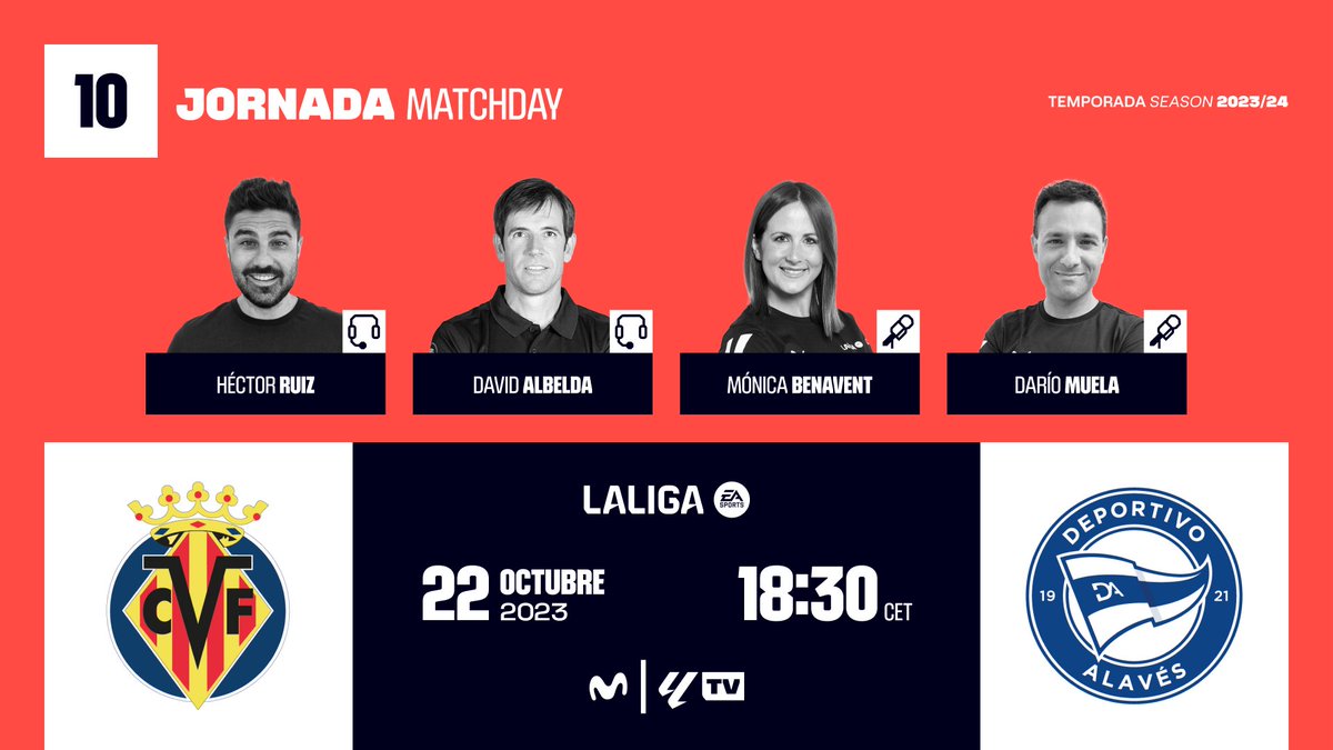 Volantazo necesario. 18:30h. La Cerámica. @VillarrealCF - @Alaves Vamos con @dalbelda + @monicabenaventv + @dariomuela por @LaLiga TV @MovistarFutbol ⚽️⚡️🔥📺 #InsideLaLiga