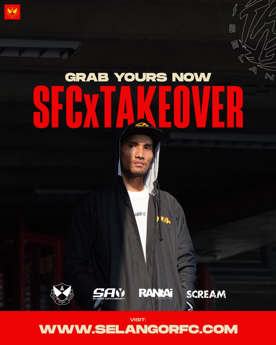 selangorfc's tweet photo. Get your hands on the Selangor FC X Takeover collection, now live and ready for purchase at https://t.co/DIuHO90qqd. Let's make it yours!

#SFCxTAKEOVER
#MKLK
#KitaSelangor https://t.co/sfeBwaNmGh