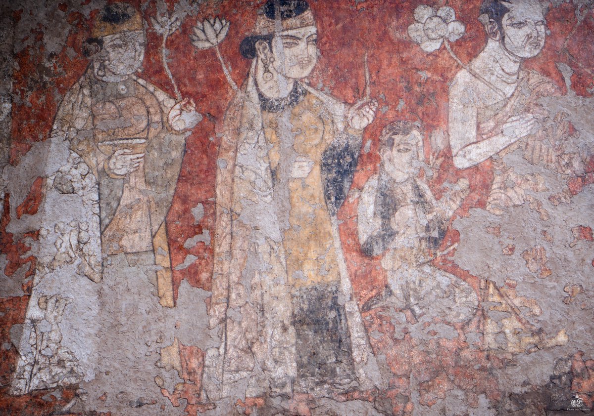 Painting from the Buddhist temple of Kalai Kafirnigan, northern Tokharistan area (now southern Tajikistan), 7th - 8th C. Photographed by me in @of_tajikistan last spring