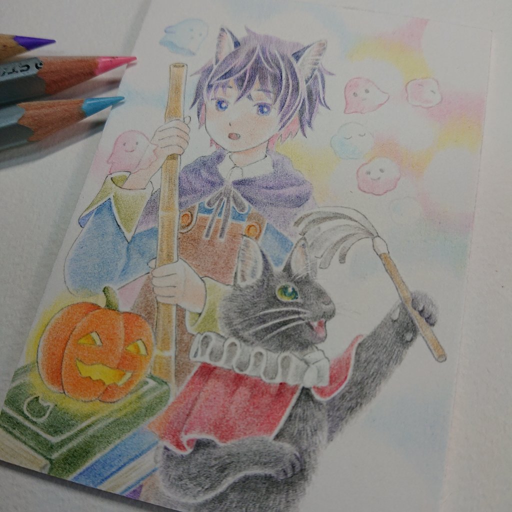 「ハロウィン風のイラストになりつつあります」|モクハタのイラスト