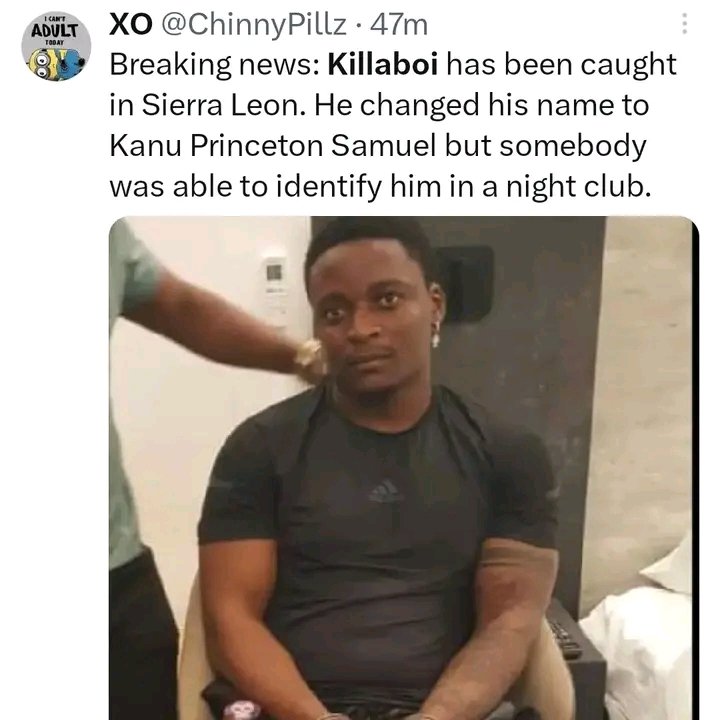 They don finally catch am 🚶
Killaboi reportedly nabbed in Sierra Leon after Nigerian police declared him wanted for the murder of his girlfriend. 
The punter, whose real name is Nnanyerugo Best, confessed on social media to k!lling Augusta Osedion. #BreakingNews #lindaikejiblog