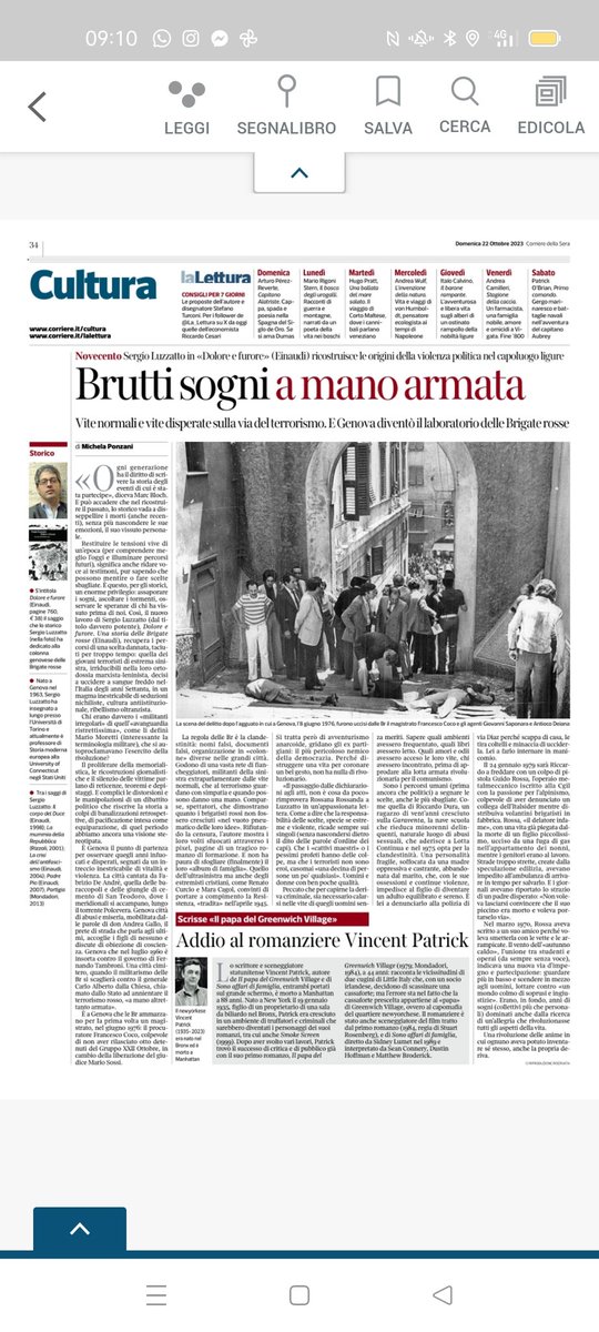 Oggi su <a href="/Corriere/">Corriere della Sera</a> il mio pezzo dedicato a "Dolore e Furore" di Sergio Luzzatto, storia delle brigate rosse <a href="/Einaudi/">Ian Berrido</a>