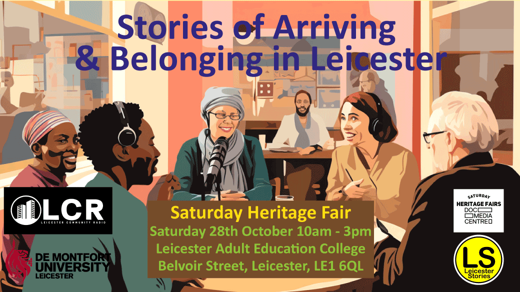 Leicester Stories (@leicstories) on Twitter photo Share your story of growing up in Leicester or arriving in the city for the first time, and what makes you feel like you belong. Join us at the Saturday Heritage Fair on October 28th from 10am to 3pm at <a href="/LeicAdultEd/">Leicester Adult Education</a> on Belvoir Street, hosted by <a href="/DocMediaCentre/">Documentary Media Centre</a> and <a href="/LeicComRadio/">LCR</a>. Share your story of growing up in Leicester or arriving in the city for the first time, and what makes you feel like you belong. Join us at the Saturday Heritage Fair on October 28th from 10am to 3pm at <a href="/LeicAdultEd/">Leicester Adult Education</a> on Belvoir Street, hosted by <a href="/DocMediaCentre/">Documentary Media Centre</a> and <a href="/LeicComRadio/">LCR</a>.
