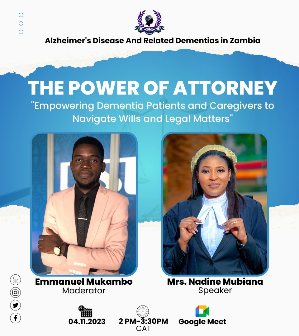 ADDIZambia's tweet photo. 𝐖𝐞𝐛𝐢𝐧𝐚𝐫 𝐀𝐥𝐞𝐫𝐭: 𝐓𝐡𝐞 𝐏𝐨𝐰𝐞𝐫 𝐨𝐟 𝐀𝐭𝐭𝐨𝐫𝐧𝐞𝐲⚖️

📌"Mark your calendars for November 4th, as we delve into a critical topic: the 'Power of Attorney.'

Use this link to join: https://t.co/f0v6mIgXht https://t.co/l2RYB6IO0R