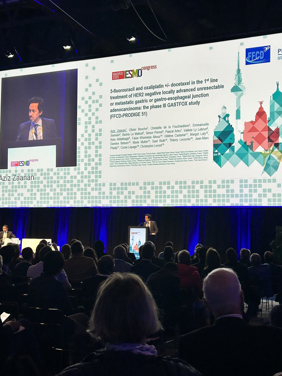 ffcd_cancerdig's tweet photo. A new standard in gastric cancer at @esmo2023: results of an academic phase III trial sponsored and funded by FFCD PRODIGE 51 GASTFOX . Thank you to the coordinator for the smart presentation practice changing !!!! @HopitalPompidou @laliguecancer @INCa_veillePro @APHP https://t.co/NOUCsttJ9C