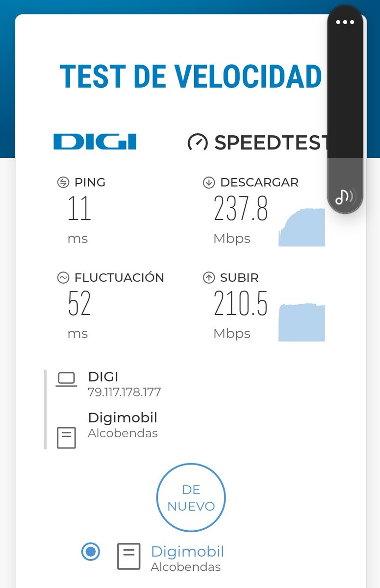 JAVecino's tweet photo. 1 semana después de haber contratado 500Mb, no ha pasado de 300 ni un solo día. @digimobil_es https://t.co/a0fxuarUDM