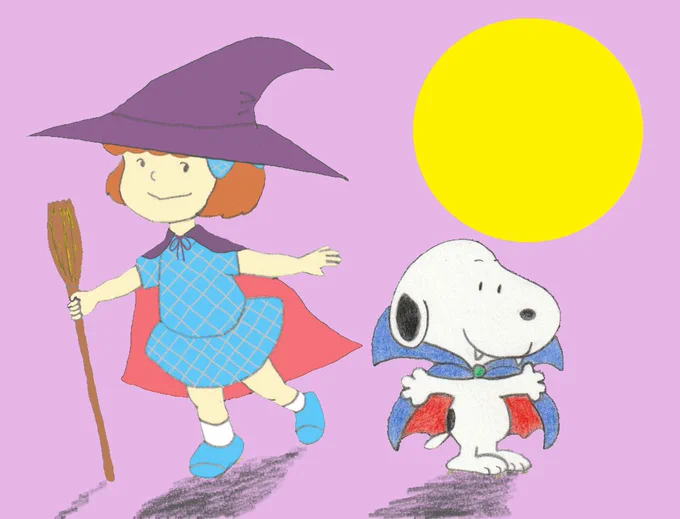 ハロウィンパティ&amp;スヌーピー #ピーナッツ #PEANUTS #SNOOPY #Halloween #fanart 