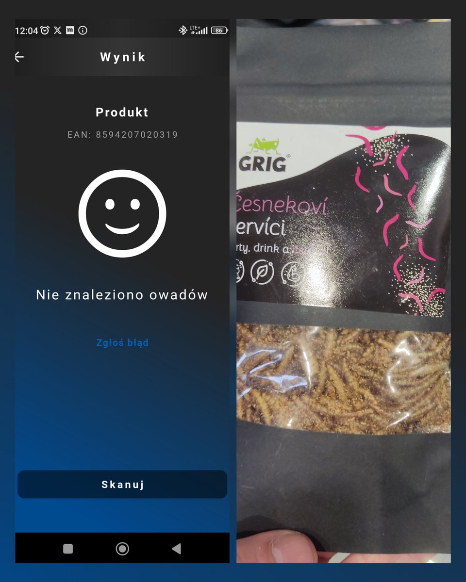 GrossmannMichal's tweet photo. Powiem wam, że ta aplikacja jest do dooopy #InsektenScanner nie polecam 😉😁 https://t.co/yOKQk1zpdd