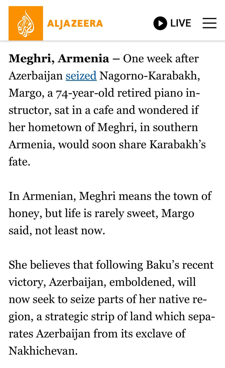 It’s interesting that Azerbaijan not only did a large scale ethnic cleansing earlier this fall but is apparently looking to start some more shit and ~nobody cares. 

aljazeera.com/amp/news/2023/…