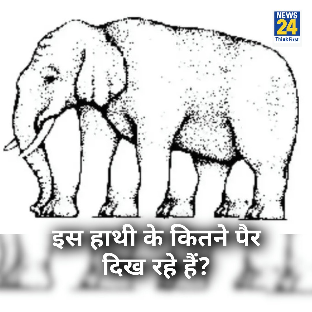 news24tvchannel's tweet photo. #OpticalIllusion: इस हाथी के कितने पैर दिख रहे हैं, कमेंट में दीजिये जवाब 

#Yourspace #Myspace #GuessAnswer | #News24Quiz https://t.co/Lq4aMWkrGz