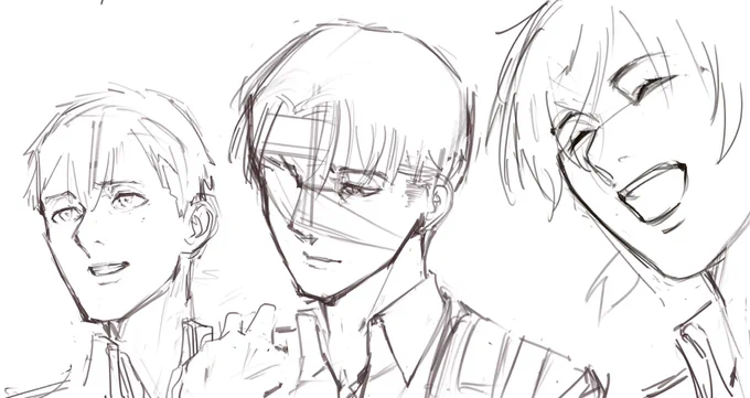 #進撃の巨人 #AttackOnTitan 
過去絵のこの3人も描き直し
色塗るぞお 