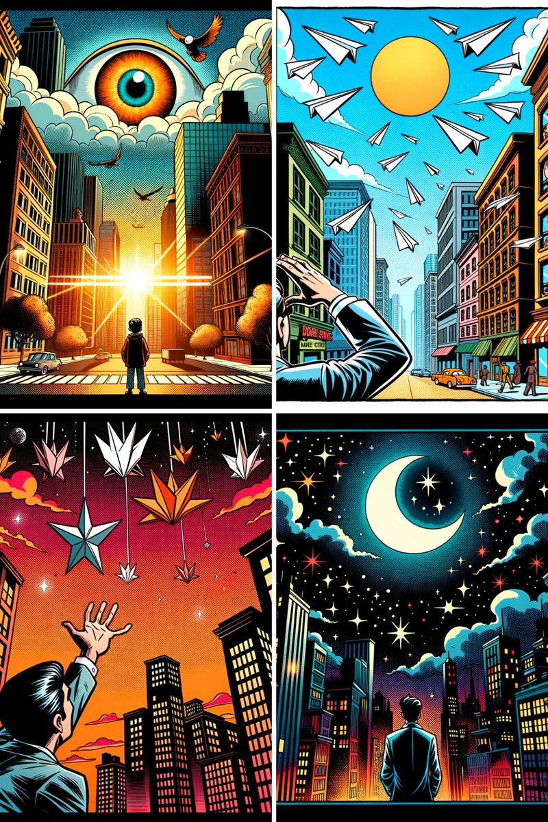 ✨ Journey Through A Day in Dream City ✨

Swipe through the magical moments of Dream City from sunrise to moonlight. 🌅🌆🌌 1️⃣ 
#DreamCityAdventures #MagicInEveryMoment #DayToNight #Dreamscape #ComicArtMagic