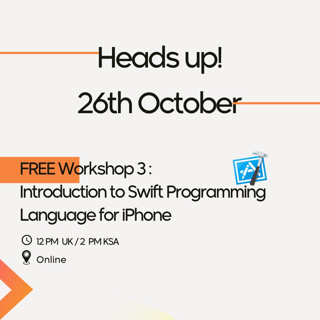 sparksmena's tweet photo. Learn how to make awesome iPhone apps with Swift in our free workshop on Oct 26 at 12pm BST. Register here https://t.co/xXRAqmaC5K https://t.co/GDSwH7co4A