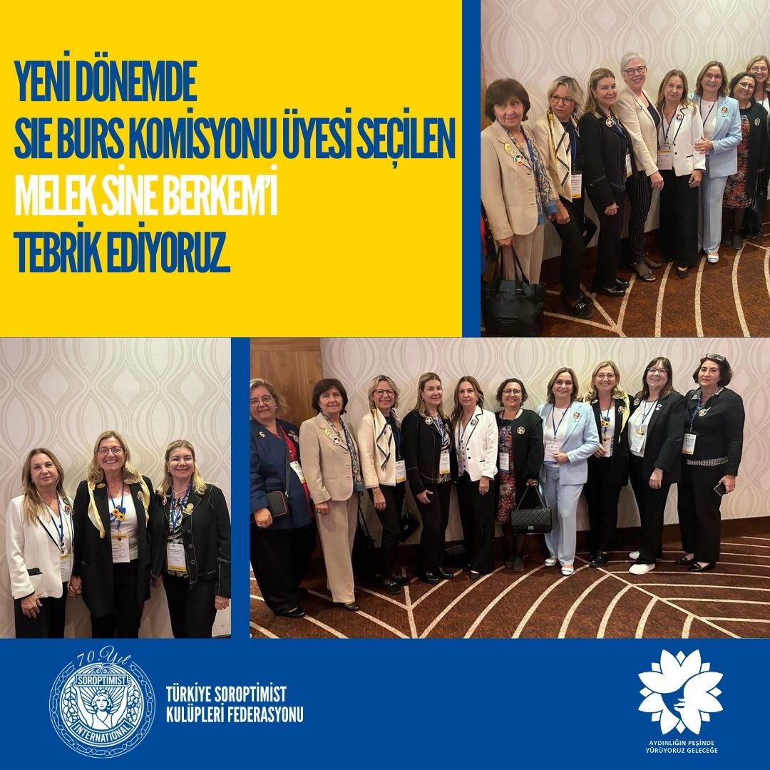 Sevgili Soroptimistler,

21-22 Ekim’de Bratislava’da gerçekleştirilen Guvernörler toplantısında, Etiler Kulübü üyemiz, Geçmiş Dönem Başkan Yardımcımız Melek Sine Berkem, yeni dönemde SIE Burs Komisyonu Üyesi seçilmiştir.

Kendisini kutluyor, başarılar diliyoruz.
