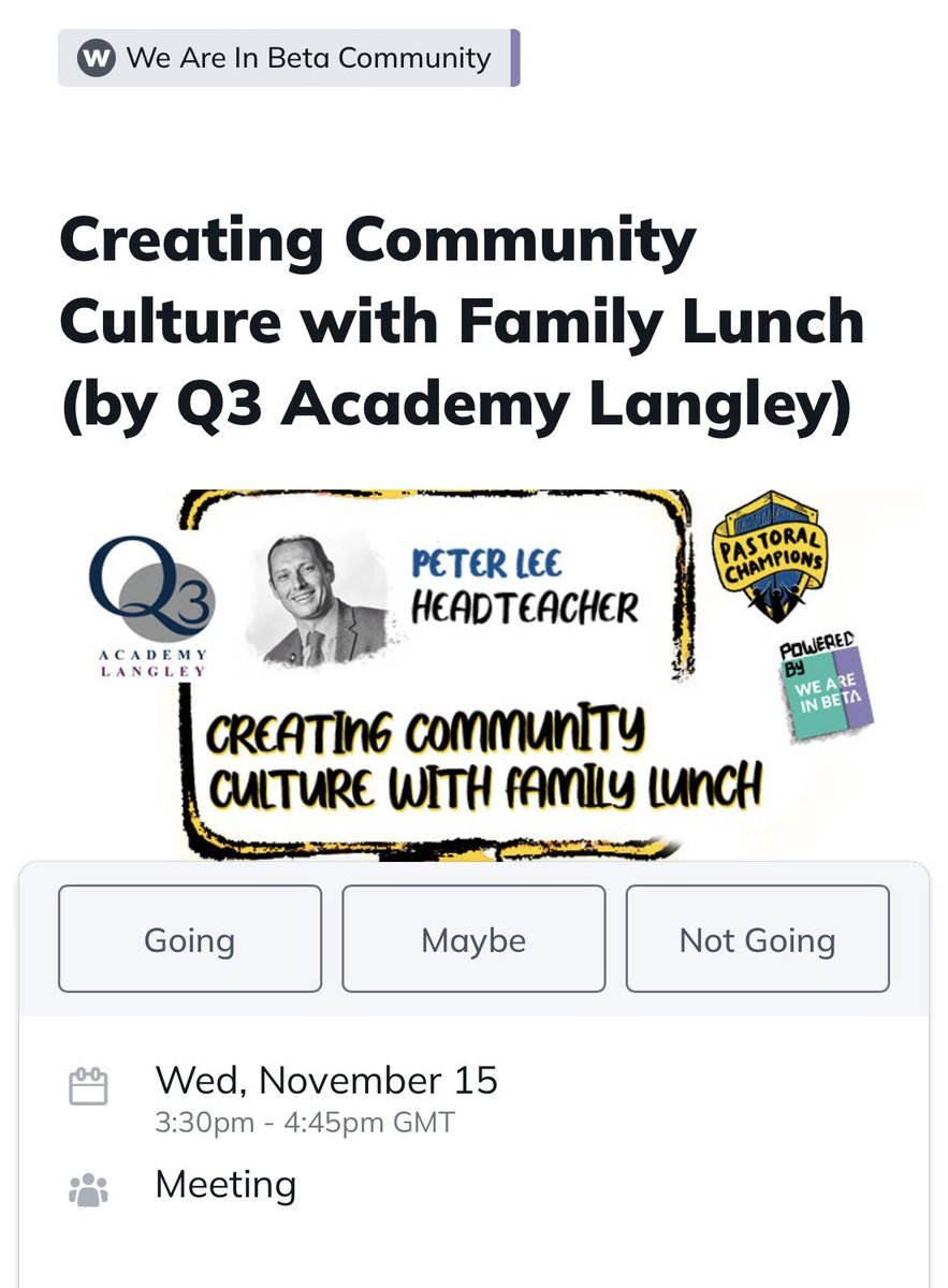 Peter Lee (@pete___lee) on Twitter photo I’m looking forward to this after 1/2 term with <a href="/q3langley/">Q3 Academy Langley</a> and <a href="/WeAreInBetaPod/">We Are In Beta</a> - 1,500 hot meals served daily as part of our #FamilyLunch model. I’m looking forward to this after 1/2 term with <a href="/q3langley/">Q3 Academy Langley</a> and <a href="/WeAreInBetaPod/">We Are In Beta</a> - 1,500 hot meals served daily as part of our #FamilyLunch model.