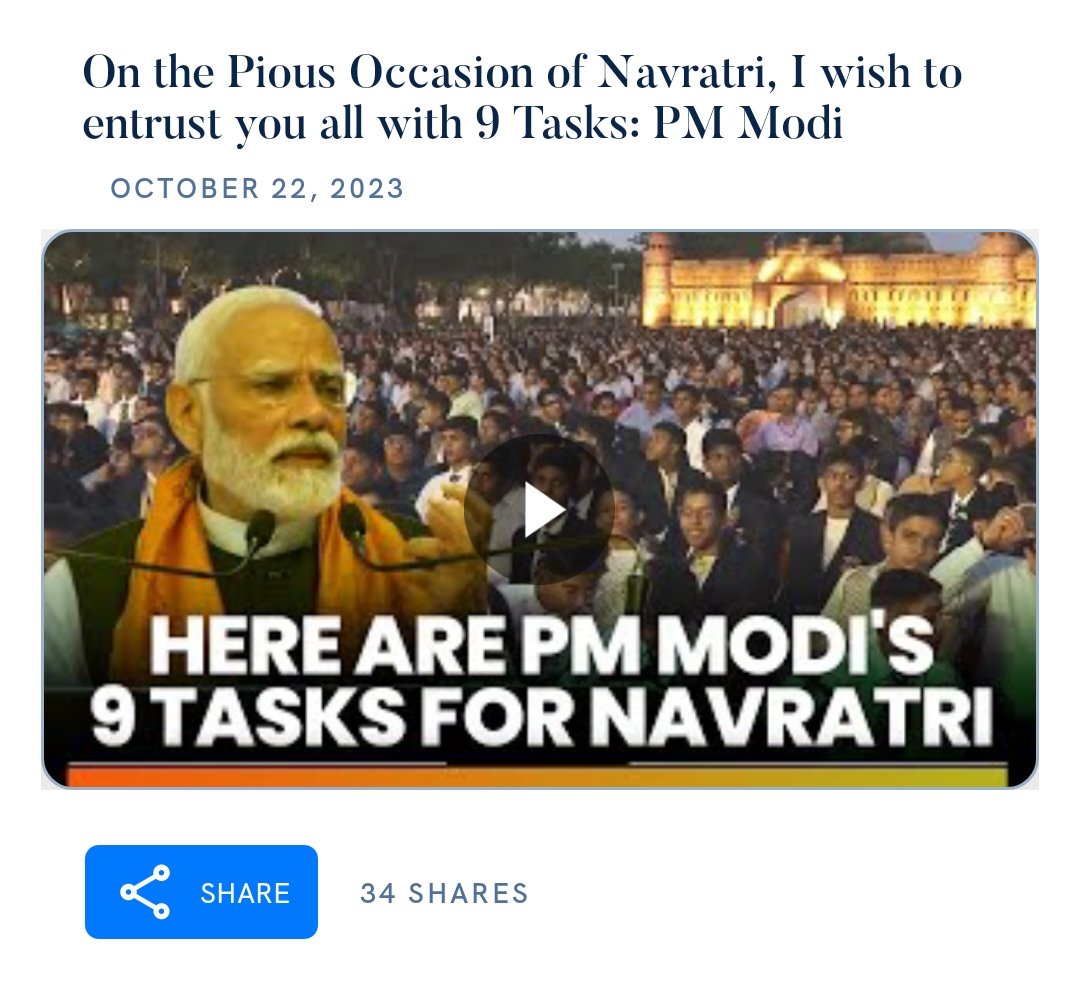AshisPathak12's tweet photo. On the Pious Occasion of Navratri, I wish to entrust you all with 9 Tasks: PM Modi
https://t.co/WFcmQV9vHm

via NaMo App https://t.co/Vkx49CuAJ5