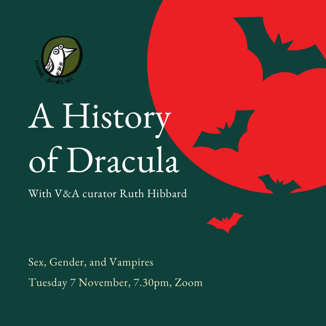 Ruth Hibbard is our #vampire expert, and a curator at the V&amp;A Museum. With a special focus on sexuality, #gender, and #Victorian anxieties, we’ll be delving into #Dracula’s world. Join us online here: eventbrite.co.uk/e/sex-gender-a…

All ticket buyers will get a recording of the event.