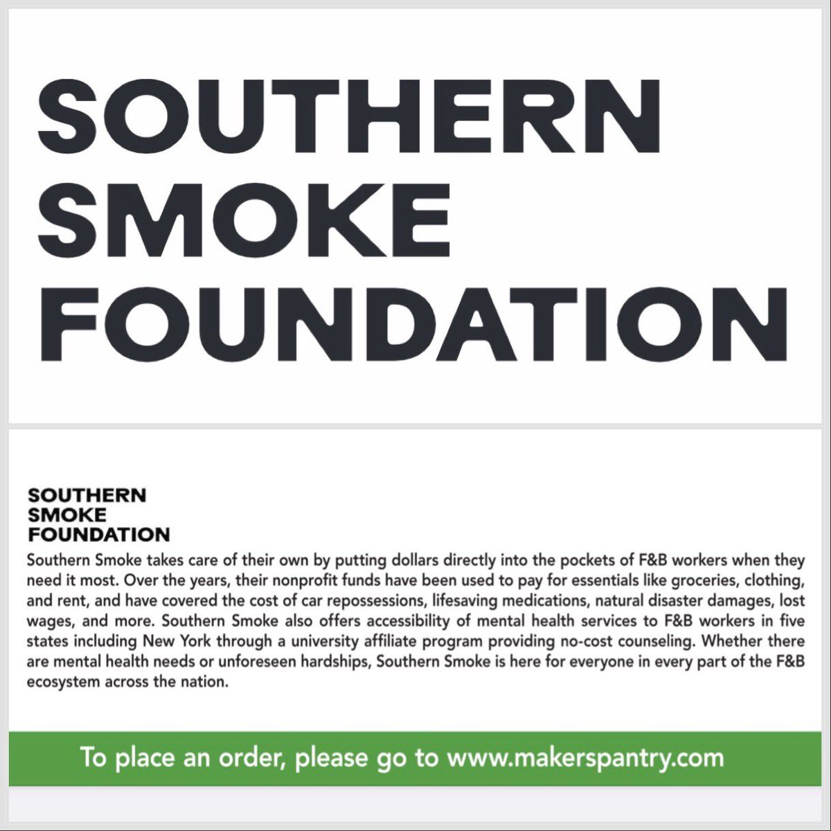 Our 2023 Holiday Gift Box is On Sale! 5% of sales proceeds are being donated to @southernsmokefoundation to help F&B workers.

makerspantry.com

#makerspantry #foodgifts #culinarygifts #giftbaskets #tastygifts #culinarylife #bakers #nycgifts #giftboxes #eterrakitchen