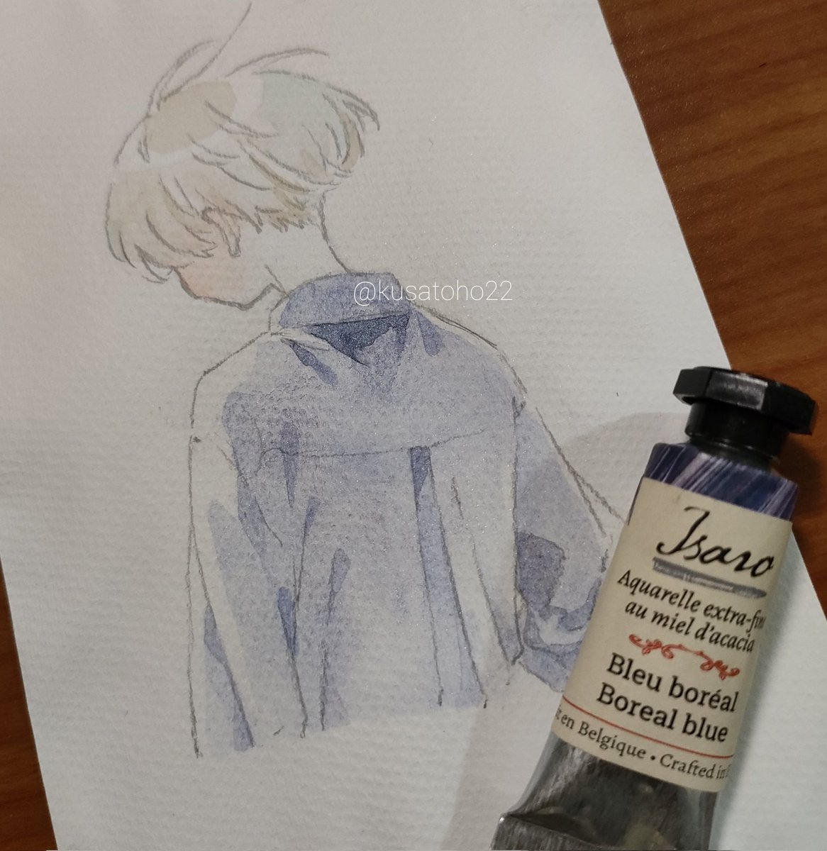 kusatoho22's tweet photo. リストから頂いた絵の具でお絵描き🎨
細かな青いラメが可愛いです…✨✨ https://t.co/wcCA98UBJz