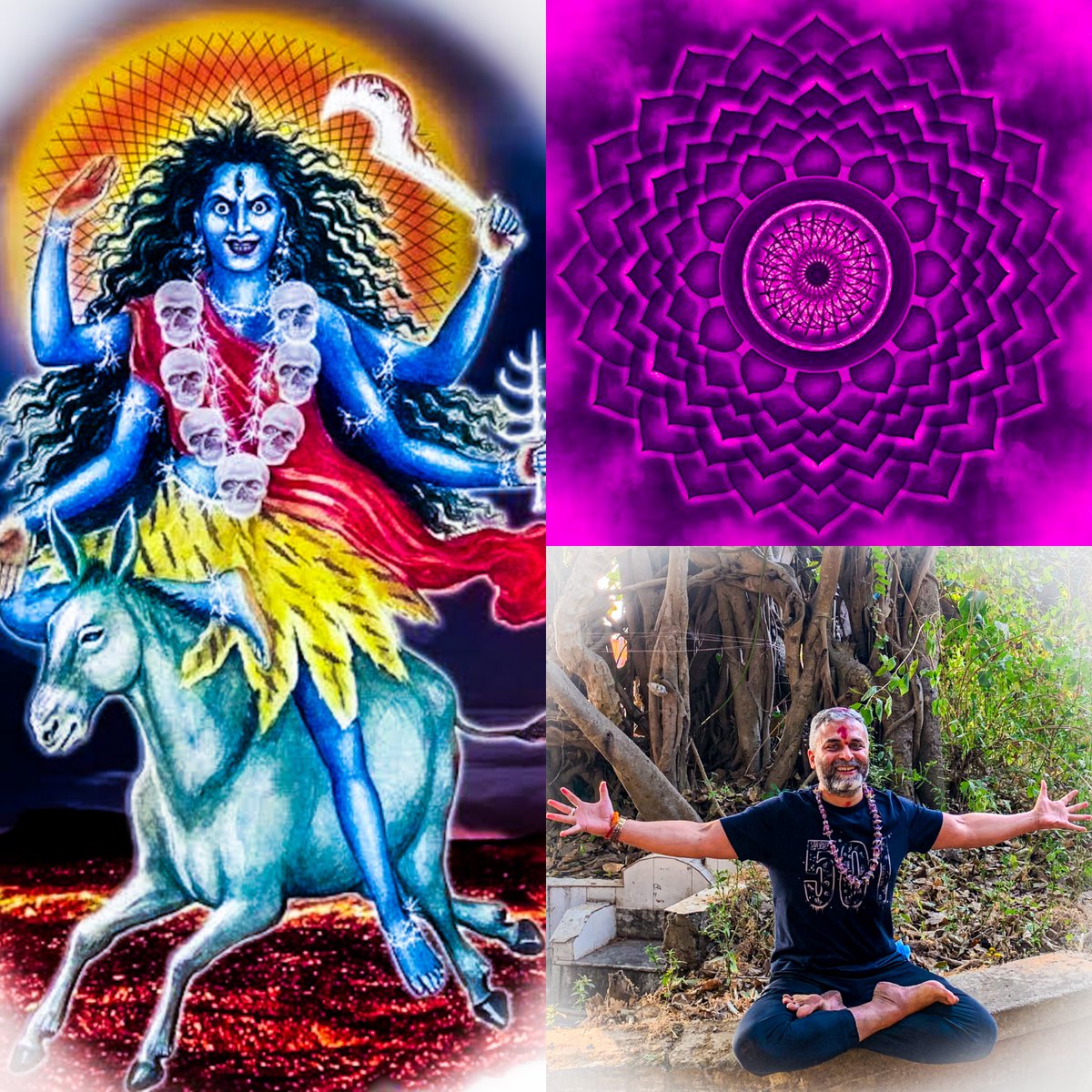 7th day of #Navratri — #Shakti is #Kalaratri ... After the upward journey of #Kundalini, coursing through the Sushumna channel and the 6 chakras along the way), today it is finally brought to the crown chakra, #Sahasrara ... read more - medium.com/yoga-beyond-as…
