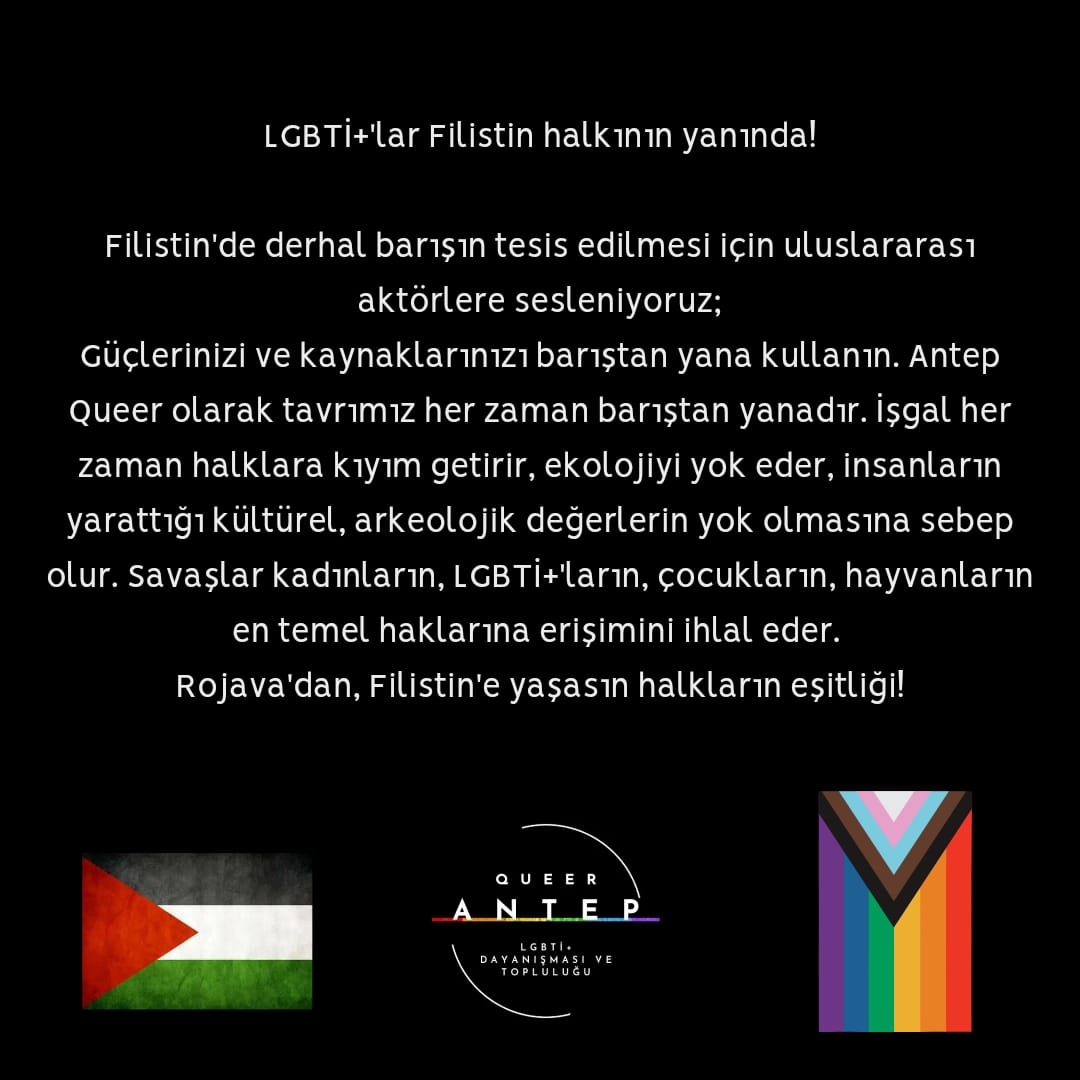 AntepQueer's tweet photo. LGBTI+'lar Filistin halkının yanında! https://t.co/l7gw81YUAT