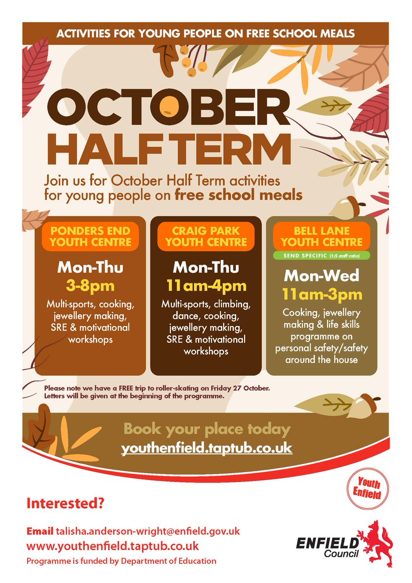 northstartrust's tweet photo. FREE activities for children receiving free school meals over the half term. Book your place at https://t.co/WXhfoEfG9W https://t.co/pXGgVd9cHD