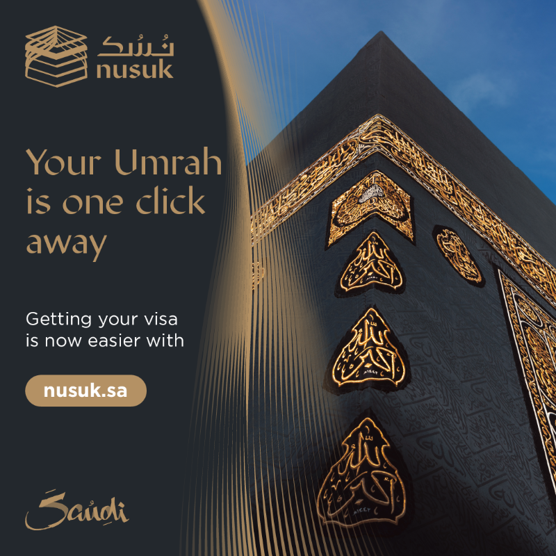 MyNusuk's tweet photo. Get your visa online now through #Nusuk platform, your guide for planning visits to Makkah, Madinah, and more.