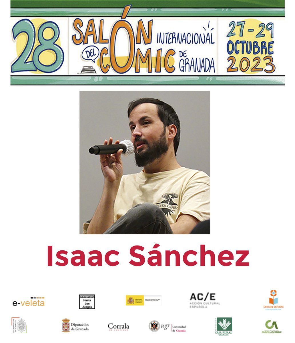 Más autores para el 28 Salón del Cómic de Granada #comicGR, Isaac Sánchez <a href="/Loulogio_Pi/">Isaac Sánchez 🌊</a>  , antes conocido como Loulogio, famoso youtuber, creador de varios cómics, presentador de TV…
27-29 de octubre en la Fuente de las Batallas-Carrera de la Virgen
saloncomicgranada.com