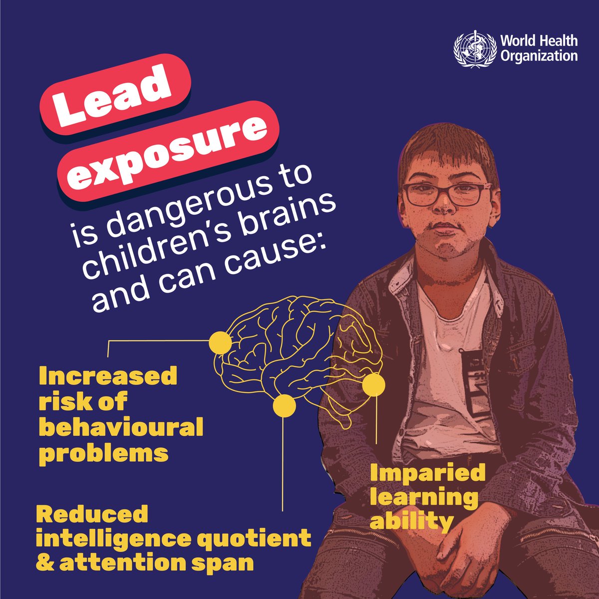 It's International #LeadPoisoning Prevention Week.

Lead poisoning can seriously impact children's health, causing:

➡️reduced IQ &amp; attention span
➡️increased antisocial behaviour
➡️ Impaired learning abilities
➡️anaemia
➡️hypertension

Learn more 👉bit.ly/45P6aYU