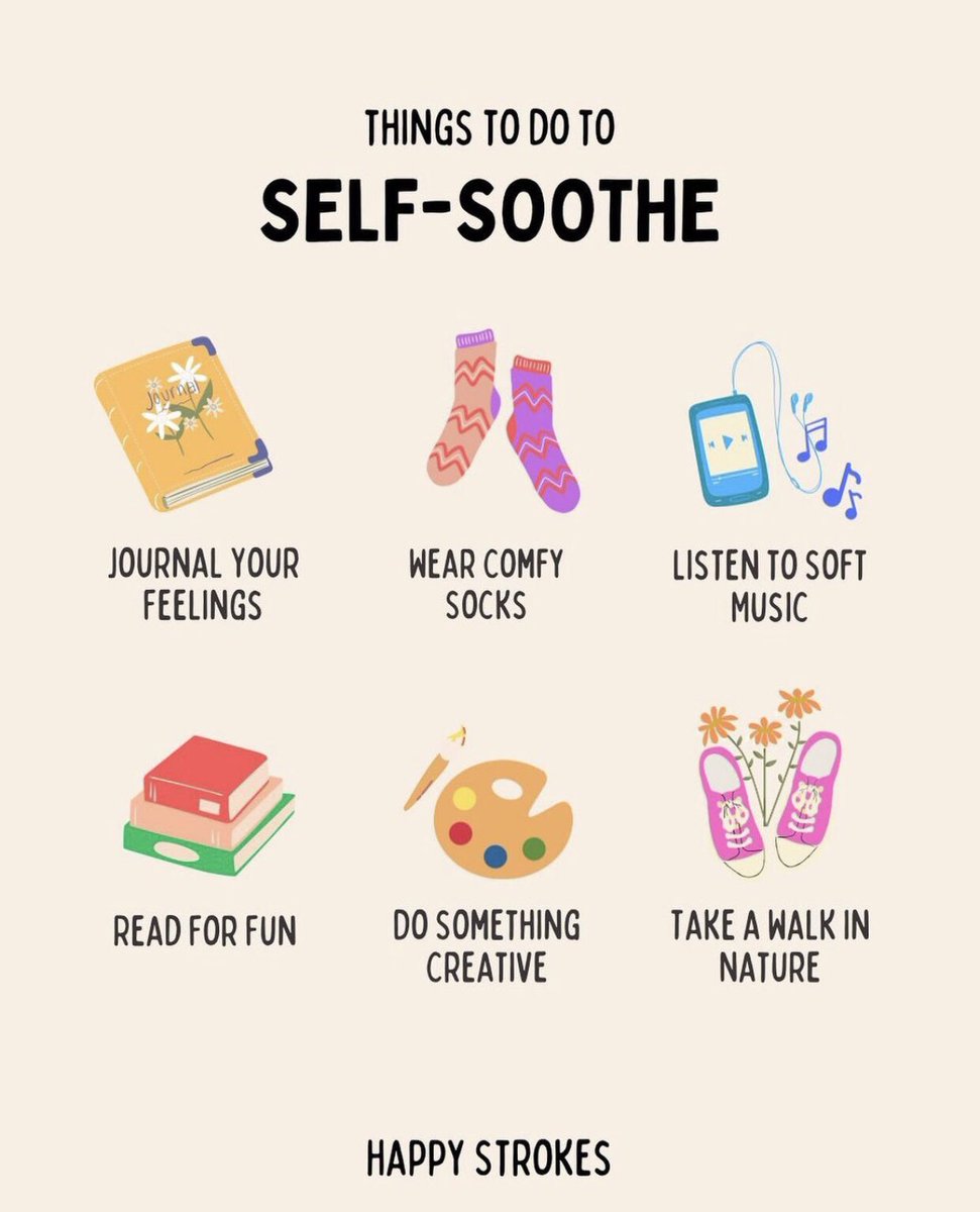 Here are a few self soothing techniques for a calm mind

📸: @happystrokes.in (IG)

#sundaycheckin
#selfsoothingtechniques 
#selfsoothing