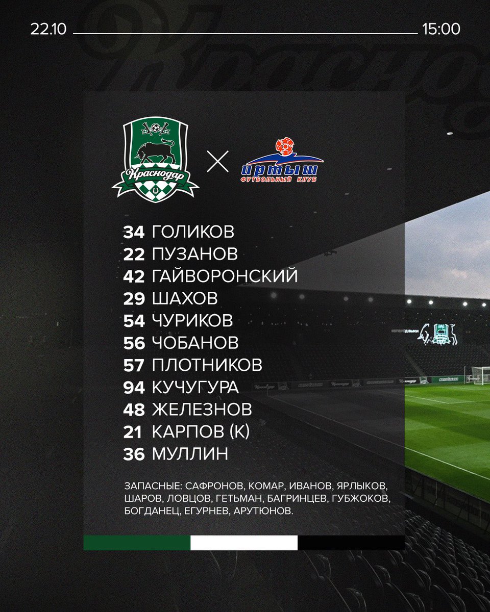 Стас Пузанов — в старте, Ислам Губжоков в заявке на матч 💪

Наш состав на игру #Краснодар2Иртыш ✌