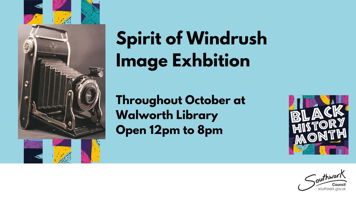 SouthwarkLibs's tweet image. Visit our photo studio at #WalworthLibrary to recreate the spirit of the #Windrush. 

Have your own photo taken, reminiscent of those taken by the Windrush generation when they first arrived in the UK.

orlo.uk/RXwyS

#BlackHistoryMonth