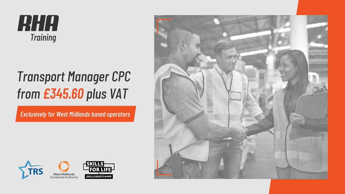 Are you an operator based in the West Midlands? 🔎

There are limited spaces for our Transport Manager / Sustainability Champion Skills Bootcamp in partnership with @trstrainingltd and @westmids_ca 

Apply now: lnkd.in/e6kAKbhY