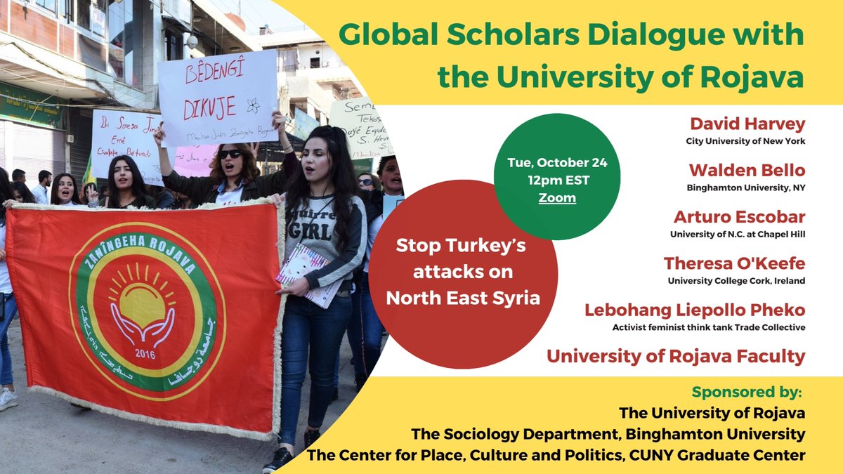 Join us Tuesday for this important conversation with scholars from the University of Rojava on the topics of solidarity, participatory democracy, diversity and women's activism. @maggieoneill9 @DrTomBoland @BMondragonT @dyutich @MaryMcAuliffe4 @ceesa_ma @PaolaRivettiDUB @kswirak