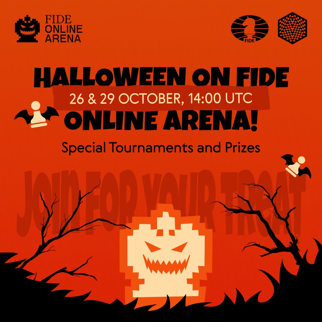 World Chess on X: 🎃 Halloween has arrived at FIDE Online Arena! Get ready  for a spooktacular 👻 chess experience with our special tournaments! 26  OCTOBER, 14:00 UTC ➡️Chess-O-Ween: The Spooky Checkmate