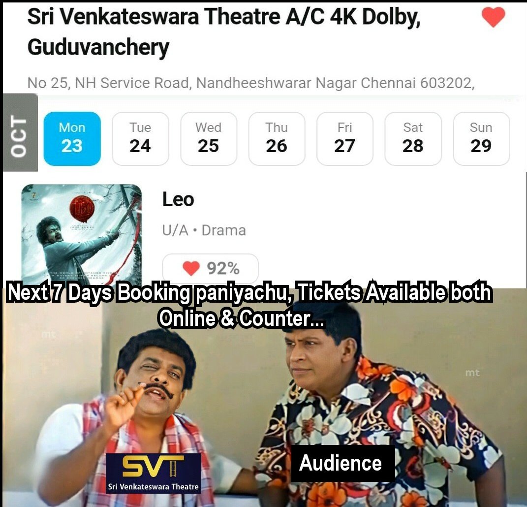 #LeoBookingsUpdate  @Svt_guduvanc #Guduvancheri  @SVTGuduvanchery @TicketNew #LeoBlockbuster