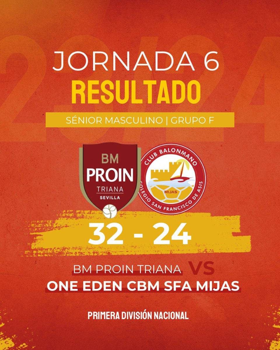🕛 FINAL 

❌ <a href="/bm_prointegrada/">Cajasol Sevilla BM Proin</a> ⚪ 32-24 🔴 <a href="/cbmsfa_mijas/">Club Balonmano Colegio San Fco. de Asís Mijas</a>

Buena imagen del equipo, que no fue suficiente para puntuar en la pista del líder 

¡Seguimos trabajando!