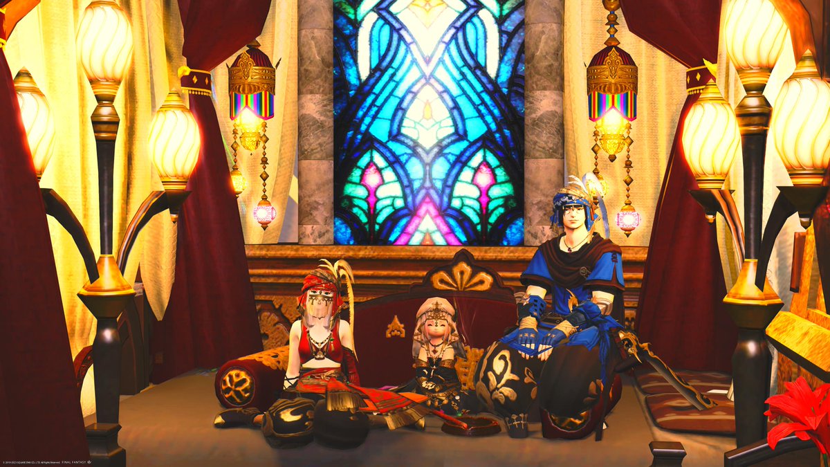 Masyu_Maro_FF14's tweet photo. #FF14 #studio_Capretta
相方のフレンドさんのしぇりーさんのスタジオへお邪魔させて頂きました😌アラビアンナイト風のエキゾチックな雰囲気の素敵な部屋でしたね♪自分がまだやってないジャンルのハウジングでとても参考になりました😆
アラビア風も良いですね✨ https://t.co/oXSh1n9I7z