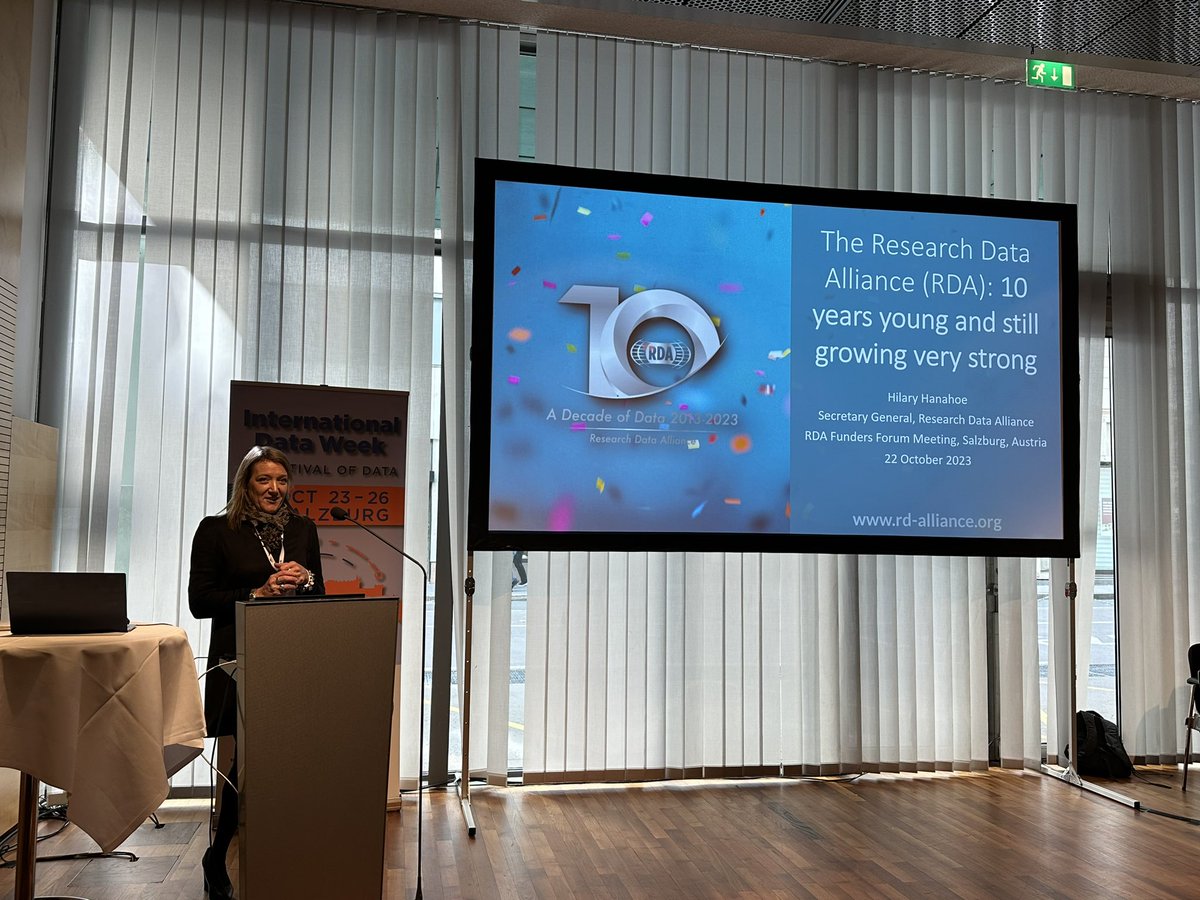jillebenn's tweet photo. The brilliant @hilaryhanahoe kicking off the @resdatall Funders Forum meeting at International Data Week #IDW2023 https://t.co/B1iNbcd4cB