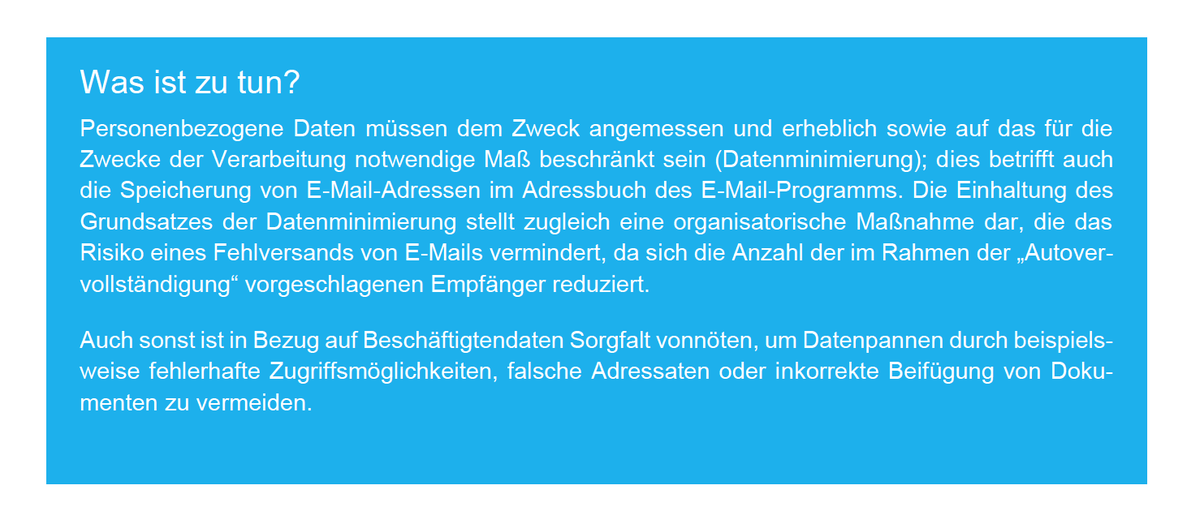 winfriedveil's tweet image. #Datenschutz am Limit:

Die automatische Vervollständigung von E-Mail-Adressen als Verstoß gegen den Grundsatz der Datenminimierung.

(aus dem Tätigkeitsbericht 2022 des Unabhängigen Landeszentrums für Datenschutz Schleswig-Holstein, Seite 63)