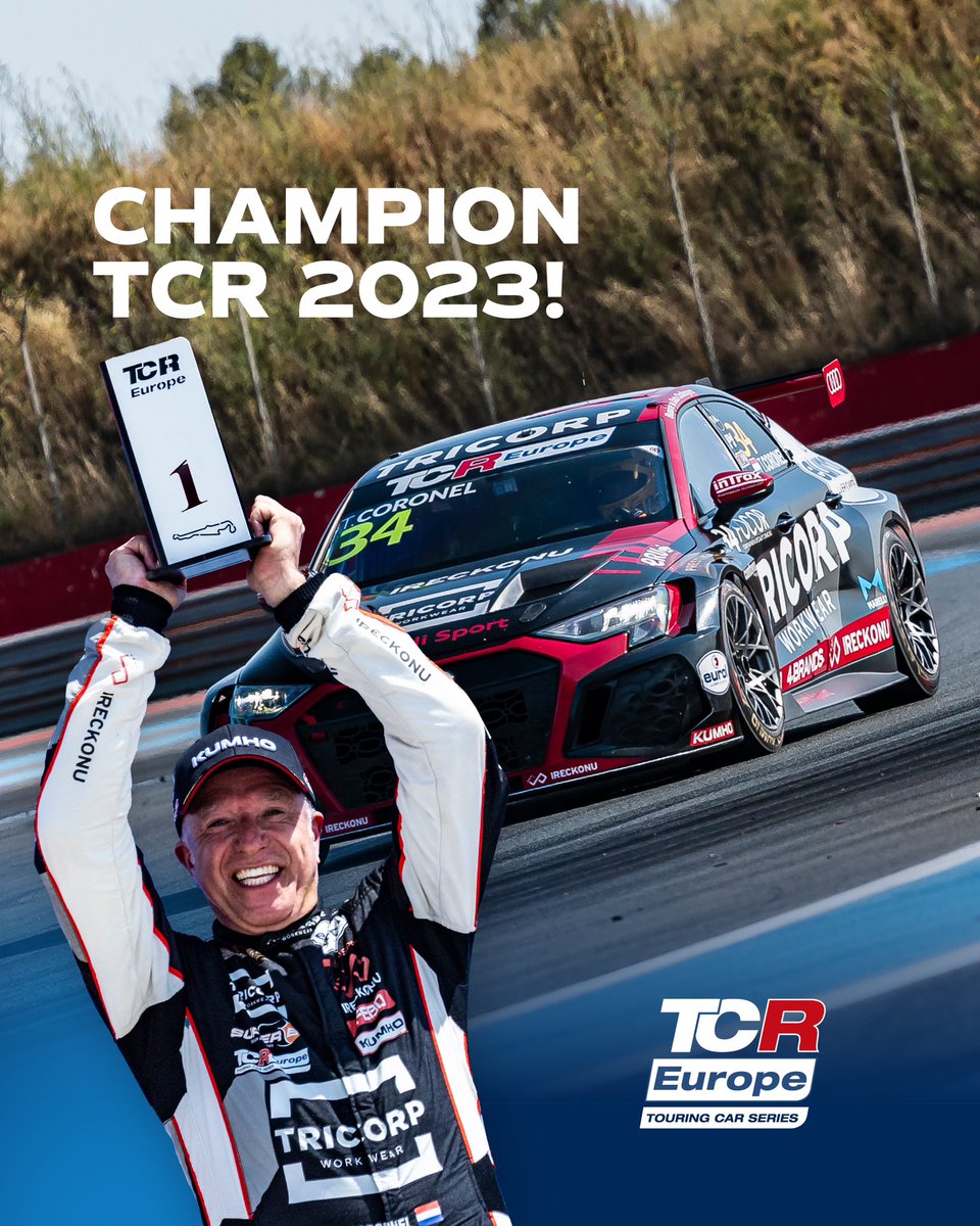 He did it! 🔥🔥 Tom Coronel is the TCR Europe Champion 2023! 🏆🥇 Congrats Tommy and the Comtoyou Racing team! 🥳 #TCRSeries #tomcoronel #audisport #Eurol #poweringperformance