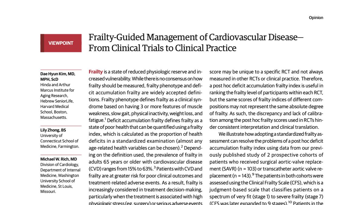 Frailty-Guided Management of Cardiovascular Disease— From Clinical Trials to Clinical Practice: @JAMACardio 🥸More on this in @JACCJournals soon... Discussion below - 👇👇